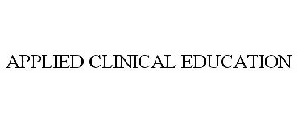 APPLIED CLINICAL EDUCATION