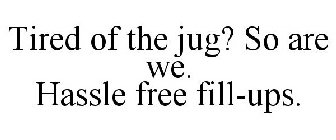 TIRED OF THE JUG? SO ARE WE. HASSLE FREE FILL-UPS.