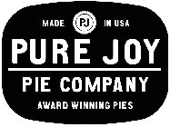 PURE JOY PIE COMPANY PJ AWARD WINNING PIES MADE IN USA