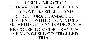 ASSET - IMPACT OF INTRAVENOUS ABATACEPT ON SYNOVITIS, OSTEITIS AND STRUCTURAL DAMAGE IN PATIENTS WITH RHEUMATOID ARTHRITIS AND AN INADEQUATE RESPONSE TO METHOTREXATE: A RANDOMISED CONTROLLED TRIAL