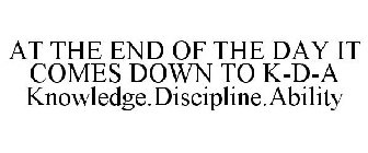 AT THE END OF THE DAY IT COMES DOWN TO K-D-A KNOWLEDGE.DISCIPLINE.ABILITY