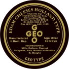 GEO GEO EDAM CHEESES HOLLAND TYPE IMPORTS BY: HM DISTRIBUTOR INC. 19 HARDING PLACE LITTLE FERRY, NJ 07643 CL - (646) 942-2107 FAX (201) 440-1105 MANUFACTURED IN DOM. REP. AGED OVER 60 DAYS INGREDIENTS