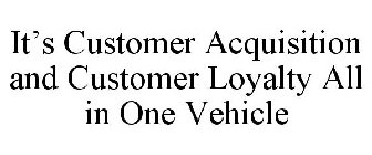 IT'S CUSTOMER ACQUISITION & CUSTOMER LOYALTY ALL IN ONE VEHICLE