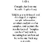SARA (SAMPLE ANALYSIS AND RESULTS APPLICATION) SARA IS A WEB-BASED TOOL DEVELOPED TO CAPTURE SAMPLE INFORMATION, CONDUCT ANALYSIS ON THE SAMPLES, AND CAPTURE THE RESULTS THEREOF. SAMPLES CAN BE OF ANY