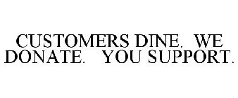 CUSTOMERS DINE. WE DONATE. YOU SUPPORT.