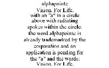 ALPHAPOINTE VISION. FOR LIFE. WITH AN 
