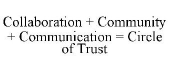 COLLABORATION + COMMUNITY + COMMUNICATION = CIRCLE OF TRUST