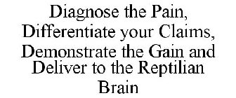 DIAGNOSE THE PAIN DIFFERENTIATE YOUR CLAIMS DEMONSTRATE THE GAIN DELIVER TO THE REPTILIAN BRAIN