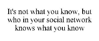 IT'S NOT WHAT YOU KNOW, BUT WHO IN YOUR SOCIAL NETWORK KNOWS WHAT YOU KNOW