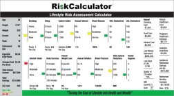 RISK CALCULATOR LIFESTYLE RISK ASSESSMENT CALCULATOR, TURNING THE COST OF LIFESTYLE INTO HEALTH AND WEALTH,