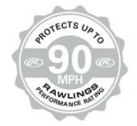 PROTECTS UP TO 90 MPH RAWLINGS PERFORMANCE RATING R
