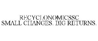 RECYCLONOMICSSC SMALL CHANGES. BIG RETURNS.