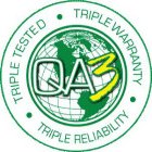 QA3 TRIPLE TESTED · TRIPLE WARRANTY · TRIPLE RELIABILITY
