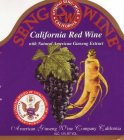 SENG WINE CALIFORNIA RED WINE WITH NATURAL AMERICAN GINSENG EXTRACT ORIGINAL SENG-WINE CALIFORNIA GINSENG BOARD OF WISCONSIN INC.