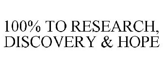100% TO RESEARCH, DISCOVERY & HOPE