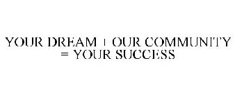 YOUR DREAM + OUR COMMUNITY = YOUR SUCCESS