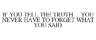 IF YOU TELL THE TRUTH... YOU NEVER HAVE TO FORGET WHAT YOU SAID.