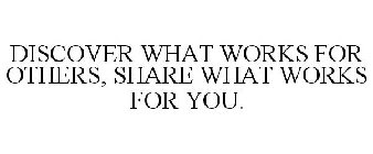 DISCOVER WHAT WORKS FOR OTHERS, SHARE WHAT WORKS FOR YOU.