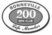 BONNEVILLE 200 MPH CLUB LIFE MEMBER