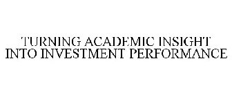 TURNING ACADEMIC INSIGHT INTO INVESTMENT PERFORMANCE