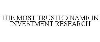 THE MOST TRUSTED NAME IN INVESTMENT RESEARCH