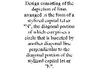 DESIGN CONSISTING OF THE DEPICTION OF LINES ARRANGED IN THE FORM OF A STYLIZED CAPITAL LETTER 