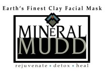 EARTH'S FINEST CLAY FACIAL MASK MINERAL MUDD REJUVENATE DETOX HEAL