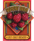 RASPBERRY BROWN · LOST COAST BREWERY · BROWN ALE WITH NATURLA RASPBERRY FLAVOR · 1 PINT 6FL. OZ.