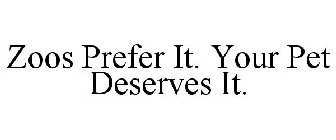 ZOOS PREFER IT. YOUR PET DESERVES IT.