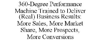 360-DEGREE PERFORMANCE MACHINE TRAINED TO DELIVER (REAL) BUSINESS RESULTS: MORE SALES, MORE MARKET SHARE, MORE PROSPECTS, MORE CONVERSIONS