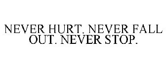 NEVER HURT. NEVER FALL OUT. NEVER STOP.