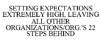 SETTING EXPECTATIONS EXTREMELY HIGH, LEAVING ALL OTHER ORGANIZATIONS/ORG.'S 22 STEPS BEHIND