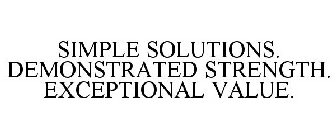 SIMPLE SOLUTIONS. DEMONSTRATED STRENGTH. EXCEPTIONAL VALUE.