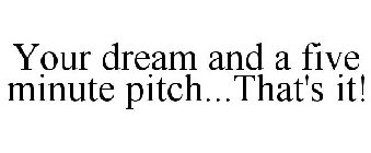 YOUR DREAM AND A FIVE MINUTE PITCH...THAT'S IT!