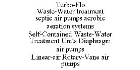TURBO-FLO WASTE-WATER TREATMENT SEPTIC AIR PUMPS AEROBIC AERATION SYSTEMS SELF-CONTAINED WASTE-WATER TREATMENT UNITS DIAPHRAGM AIR PUMPS LINEAR-AIR ROTARY-VANE AIR PUMPS