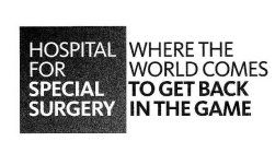 HOSPITAL FOR SPECIAL SURGERY WHERE THE WORLD COMES TO GET BACK IN THE GAME