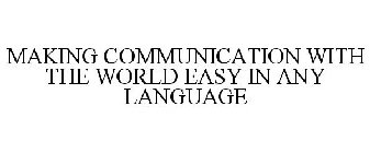 MAKING COMMUNICATION WITH THE WORLD EASY IN ANY LANGUAGE