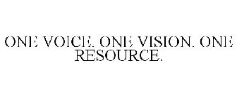 ONE VOICE. ONE VISION. ONE RESOURCE.