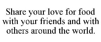 SHARE YOUR LOVE FOR FOOD WITH YOUR FRIENDS AND WITH OTHERS AROUND THE WORLD.