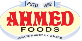 AHMED FOODS PRODUCT OF ISLAMIC REPUBLICOF PAKISTAN ESTABLISHED 1952