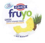 FAGE #1 YOGURT IN GREECE FAGE FRUYO GREEK NONFAT STRAINED YOGURT BLENDED WITH PINEAPPLE ALL NATURAL