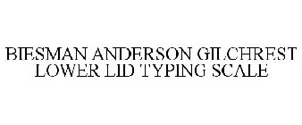 BIESMAN ANDERSON GILCHREST LOWER LID TYPING SCALE