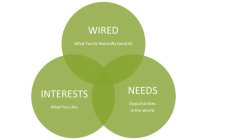 WIRED WHAT YOU ARE NATURALLY GOOD AT INTEREST WHAT YOU LIKE NEEDS OPPORTUNITIES IN THE WORLD