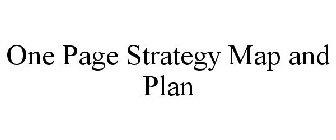 ONE PAGE STRATEGY MAP AND PLAN