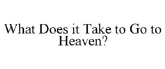 WHAT DOES IT TAKE TO GO TO HEAVEN?