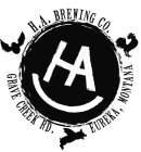 HA H.A. BREWING CO. GRAVE CREEK RD. EUREKA, MONTANA