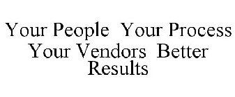 YOUR PEOPLE  >> YOUR PROCESS >> YOUR VENDORS >> BETTER RESULTS