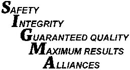 SAFETY INTEGRITY GUARANTEED QUALITY MAXIMUM RESULTS ALLIANCES