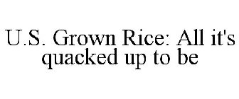 U.S. GROWN RICE: ALL IT'S QUACKED UP TO BE