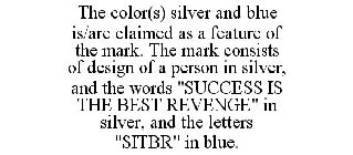 THE COLOR(S) SILVER AND BLUE IS/ARE CLAIMED AS A FEATURE OF THE MARK. THE MARK CONSISTS OF DESIGN OF A PERSON IN SILVER, AND THE WORDS 